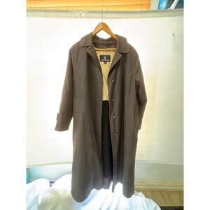 London Fog Womens Trench Coat Size [6P] Black Single Breasted Zip Out Liner